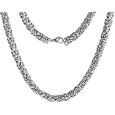 Mesnt 45/50/55/60/65/70cm Stainless Steel Chain Necklaces for Men & Women 6mm/7mm/8mm Byzantine Chain
