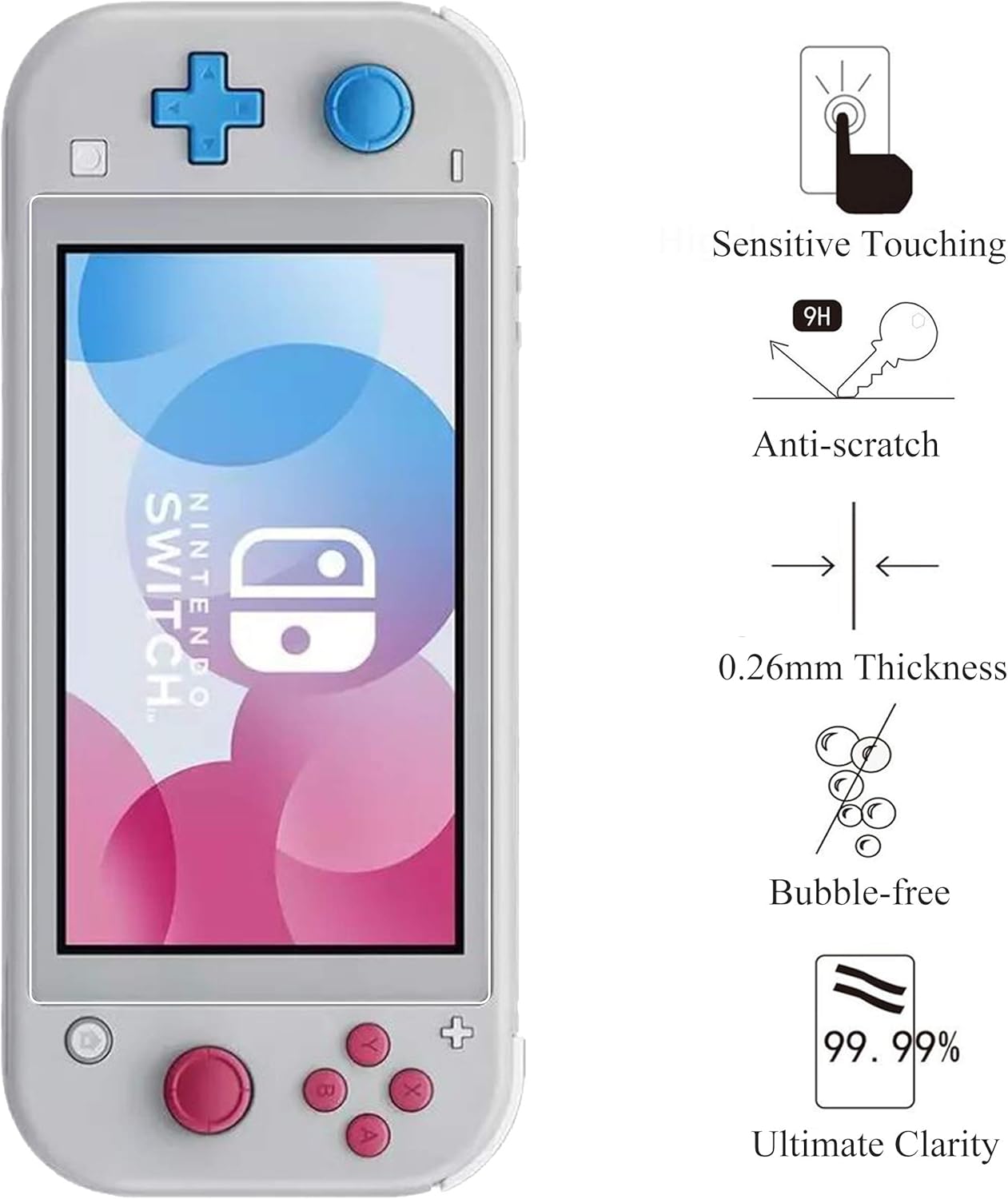 Ailun Screen Protector for Nintendo Switch lite 3Pack Tempered Glass for Nintendo Switch lite 2019 Anti Scratch