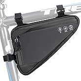 WOTOW Bike Frame Storage Bag, Water Resistant Reflective Bicycle Triangle Bag with Two Side Pockets, Strap-On Under Seat Tool Accessories Pouch for Mountain Road Bike Trip (2L)