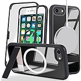 SunYoo for iPhone SE 2022/2020 iPhone 8 Case with Screen Protector,Compatible with Magsafe,for iPhone 8 Phone Case with Stand,for iPhone 8 Magnetic Case with Built in Screen Protector,Black