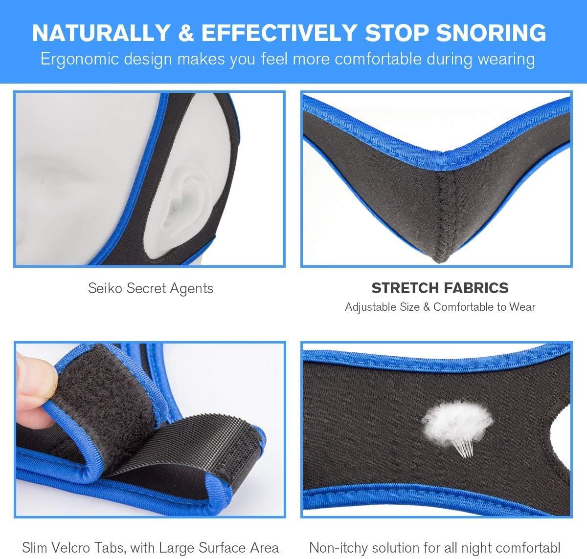 Strap to Stop Snoring, Anti-snoring Unisex Jaw Belt, Get Restful Sleep and Wake Up Energized. Adjustable Chin Strap.: Kitchen & Dining