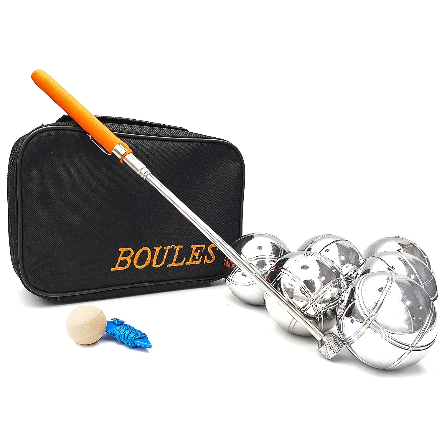 EUROXANTY® Game of boules | 6x 720g metal boules | Wooden jack | Includes carry case and measuring tape