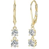 Moissanite Earrings for Women, Sterling Silver Dangle Earrings D Color Brilliant Round Cut Earring Moissanite Leverback Drop Earrings