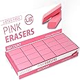 Pink Erasers, 60 Count Rectangular Eraser Bulk Pack, Latex Free Pink Pearl Erasers for School Supplies, Art and Office