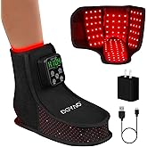 Dialudon Rechargeable Red Light Therapy Feet Ankle, 132 LEDs 660 nm Red Light and 850 nm Infrared Light Therapy Shoe, with 6000mAh Battery Adjustable Power and Time Controller