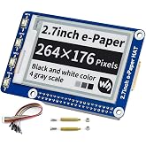 2.7inch E-Ink Display HAT,264x176 Pixel Black,White Two-Color 3.3V/5V E-Paper Screen LCD for Raspberry Pi 4B/3B+/3B/2B/Zero/Zero W/Zero WH and Jetson Nano SPI Interface Support Full Refresh