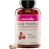 NatureWise Milk Thistle with Dandelion Root - Silymarin - Antioxidant Liver & Kidney Health Support Supplement - Vegan, Non-GMO, Gluten Free - 180 Count[180-Day Supply]