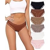 Aijolen Women's Cotton Bikini Underwear Soft Low Waist Panties Cheeky Lace Underpants S-XXL