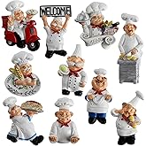 Lyellfe 10 Pieces Chef Fridge Magnets, Cute Italian Chef Magnets for Refrigerator, Funny Kitchen Chef Figurine Decorations, 3