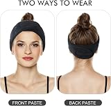 KinHwa 3 Pack Spa Facial Headband Microfibre Adjustable Hair Band Black view 2