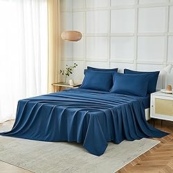 ILAVANDE Navy Blue King Sheets Set 6 Piece,Hotel