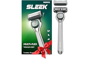 DORCO SLEEK 6 Blade Razor for Men with 2 Cartridges | Men's Cartridge Razors with Razor Handle and Smooth Shaving Blades | Men’s Razors with Multi-Flex Technology