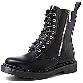 GLOBALWIN Women's Combat Boots Lace Up Boots For Women Ankle Booties For Women Low Heel