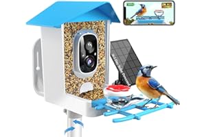 THYBRO Smart Bird Feeder with Camera - 2K Live Stream, AI Species Recognition, Solar-Powered, Motion Alerts, Squirrel-Proof Weight-Sensor + Large Capacity, Weatherproof Design for Birds Lover