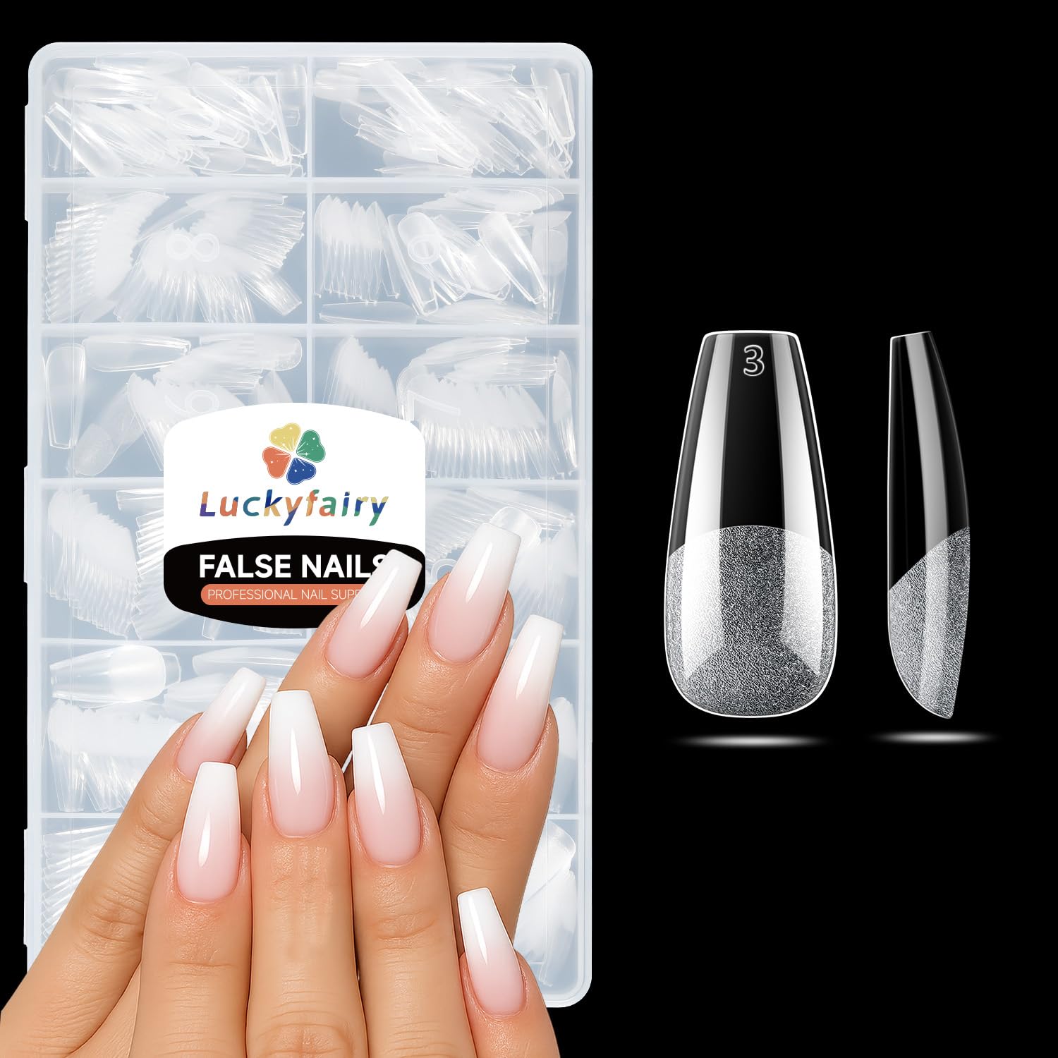 Photo 1 of Medium Coffin Gel Nail Tips, 504pcs Soft Gel Pre-Shaped Acrylic Fake Nails, Half Matte Full Cover Clear Press on Flase Nail Tips for Extension Nail Manicure Home DIY 12 Sizes Gelly Tips