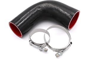 TuoLauthon 4-Ply High Performance 90 Degree Elbow Reducer Coupler Silicone Hose ID 2-1/2 to 3 inch, Leg Length 102mm Wall Thickness 5mm with 2 T-Bolt Clamps