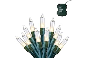 Joiedomi LED Christmas Lights Outdoor,31.4FT Battery Operated Christmas Light with 8 Modes,2×50 Warm White Xmas Tree Lights Indoor,Multifunction Green Wire String Lights for Christmas Decor Party