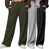Neer 3 Packs Women's Plus Size Wide Leg Sweatpants High Waist Elastic Waistband Lounge Pants with Pockets