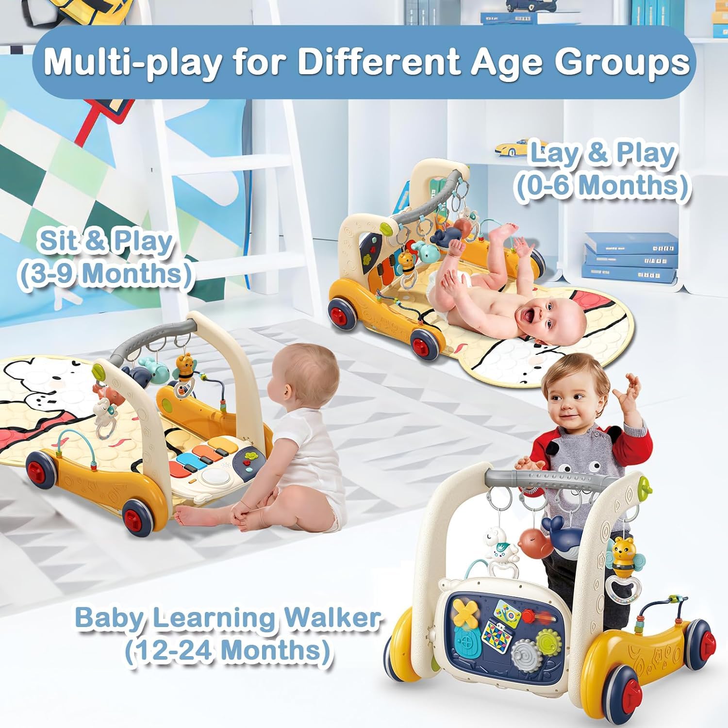 Baby Play Mat Activity Gym, Baby Kick Play Piano Gym Mats Musicial Lights, Tummy Time Toys Mat for Infant Babies Newborn Toddlers Boys Girls.