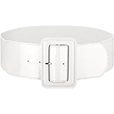 JASGOOD Women Wide Stretchy Belt Vintage Elastic Waist Belt for Dresses Fashion Ladies Waist Belt with Patent Square Buckle