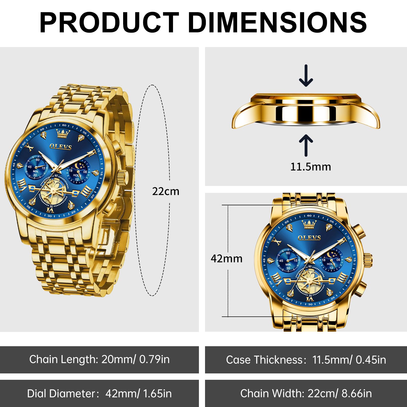 OLEVS Men Silver Watches,Men's Stainless Steel Chronograph Watch,Man Analog Quartz Big Face Male Watches Luxury Waterproof Roman Numeral Dress Diamond Relojes para Hombre