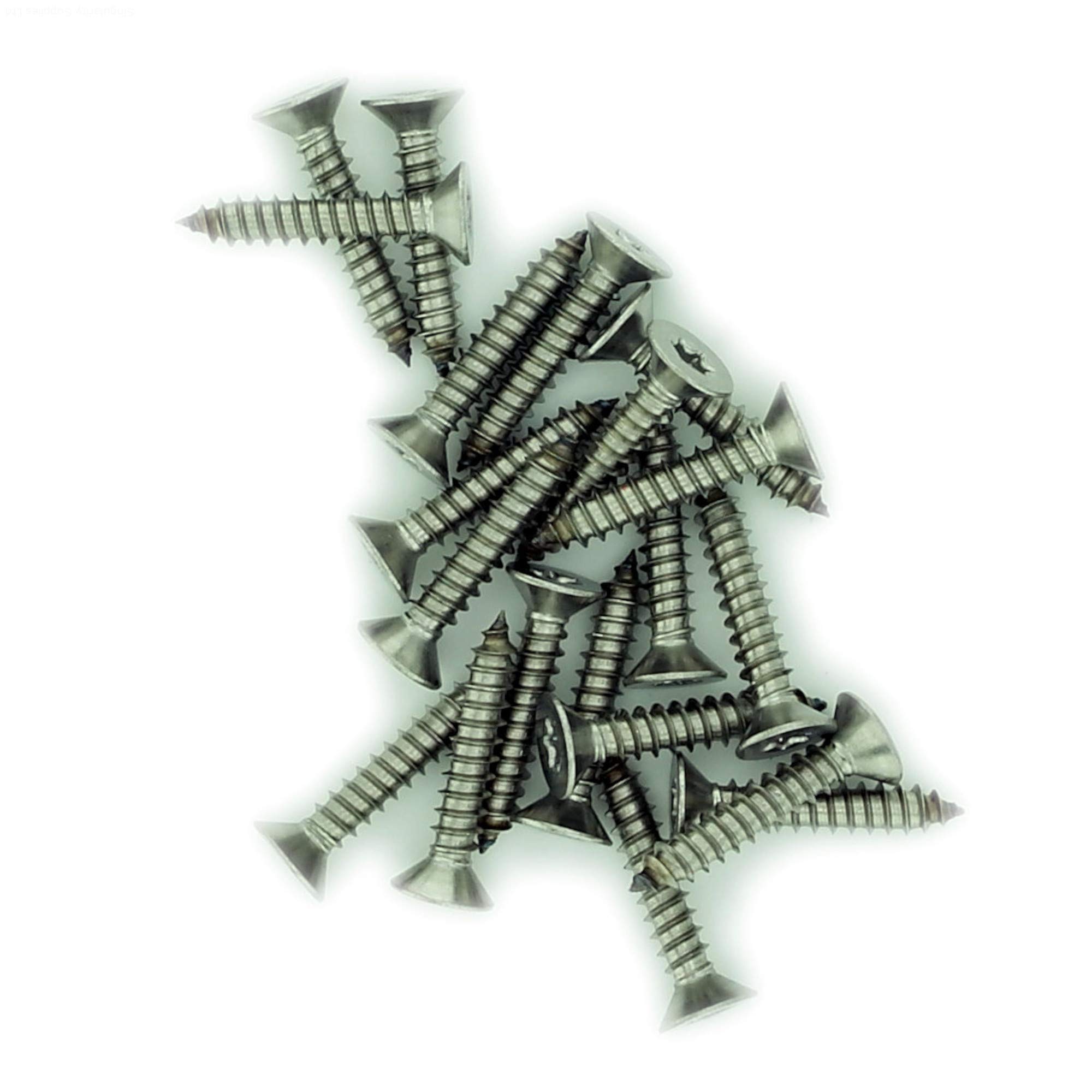 No.7 x 1.975 (3.9mm x 50mm) TX Countersunk Self-Tapping Screw - Stainless Steel (A2) (Pack of 20)