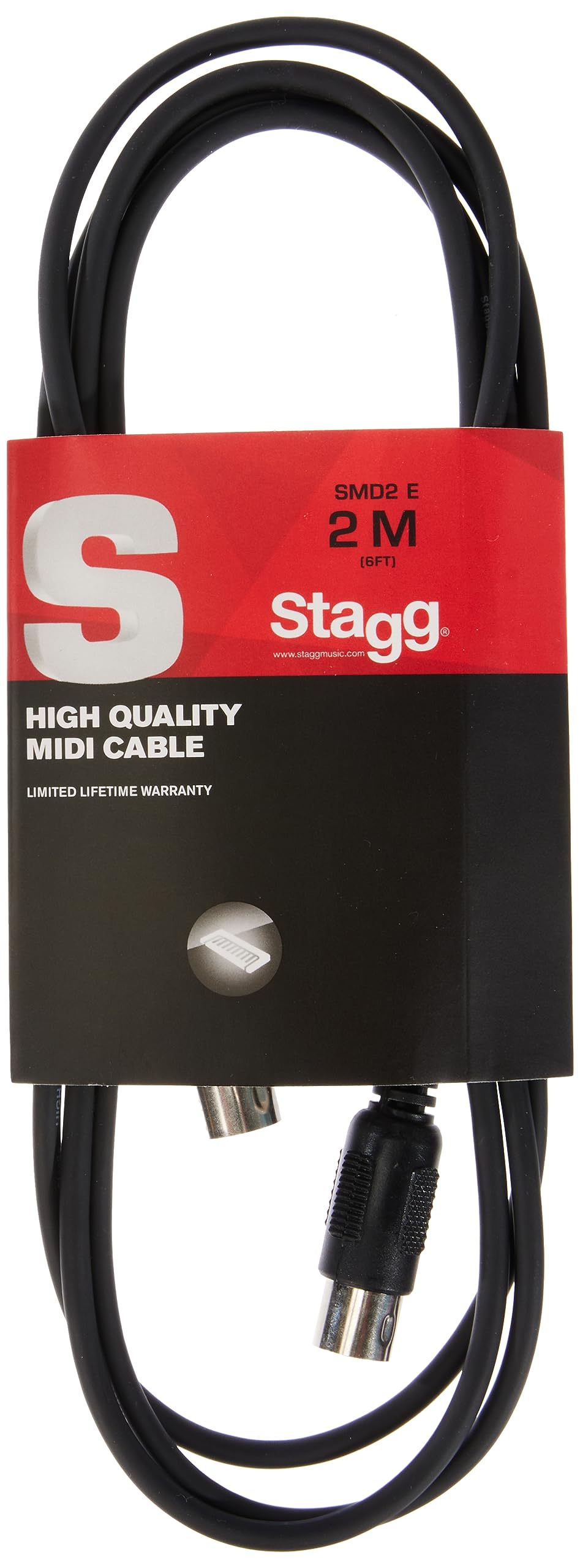 Stagg SMD2 E 2 m 5 Pin DIN Male Connector MIDI Cable