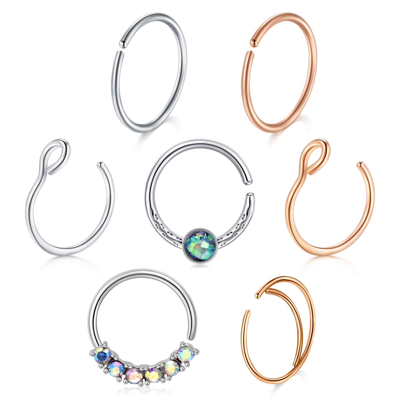 VFUN Nose Rings Stainless Steel Nose Hoops Piercing for Women Daith Piercing Jewellery Cartilage Earrings Nose Ring