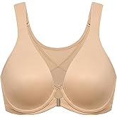 DELIMIRA Women's Front Closure Bras Posture Full Coverage Plus Size Underwire Unlined Back Support Plunge Seamless Bra B-H