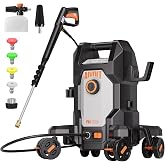 AIVOLT Electric Pressure Washer, Anti-Tipping 4-Wheel Power Washer | Deep Cleaning Power, 5-Nozzle Set, 25FT Hose, Foam Cannon &amp; Spray Gun, UL &amp; CSA Certified for Cars, Patios &amp; Fences