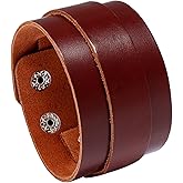 Xusamss Punk Rock Wide Leather Wristband Arm Cuff Bracelet
