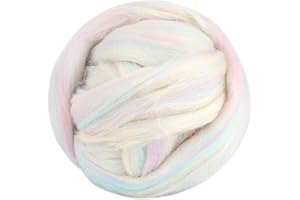 JUPEAN 3.53oz Wool Roving Yarn, Fiber Roving Wool Top, Wool Felting Supplies, Pure Wool, Chunky Yarn, Spinning Wool Roving for Needle Felting Wet Felting DIY Hand Spinning (Multicolor)