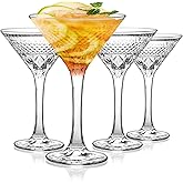 Cambareign Martini Glasses Set of 4, 6oz Crystal Cocktail Glasses, Lead-free Martini Glass for Espresso, Margarita, Cocktail, Home Bar, Party