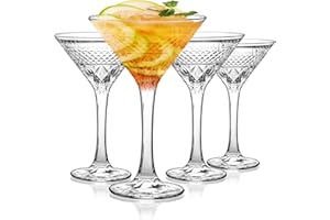 Cambareign Martini Glasses Set of 4, 6oz Crystal Cocktail Glasses, Lead-Free Martini Glass for Espresso, Margarita, Cocktail,