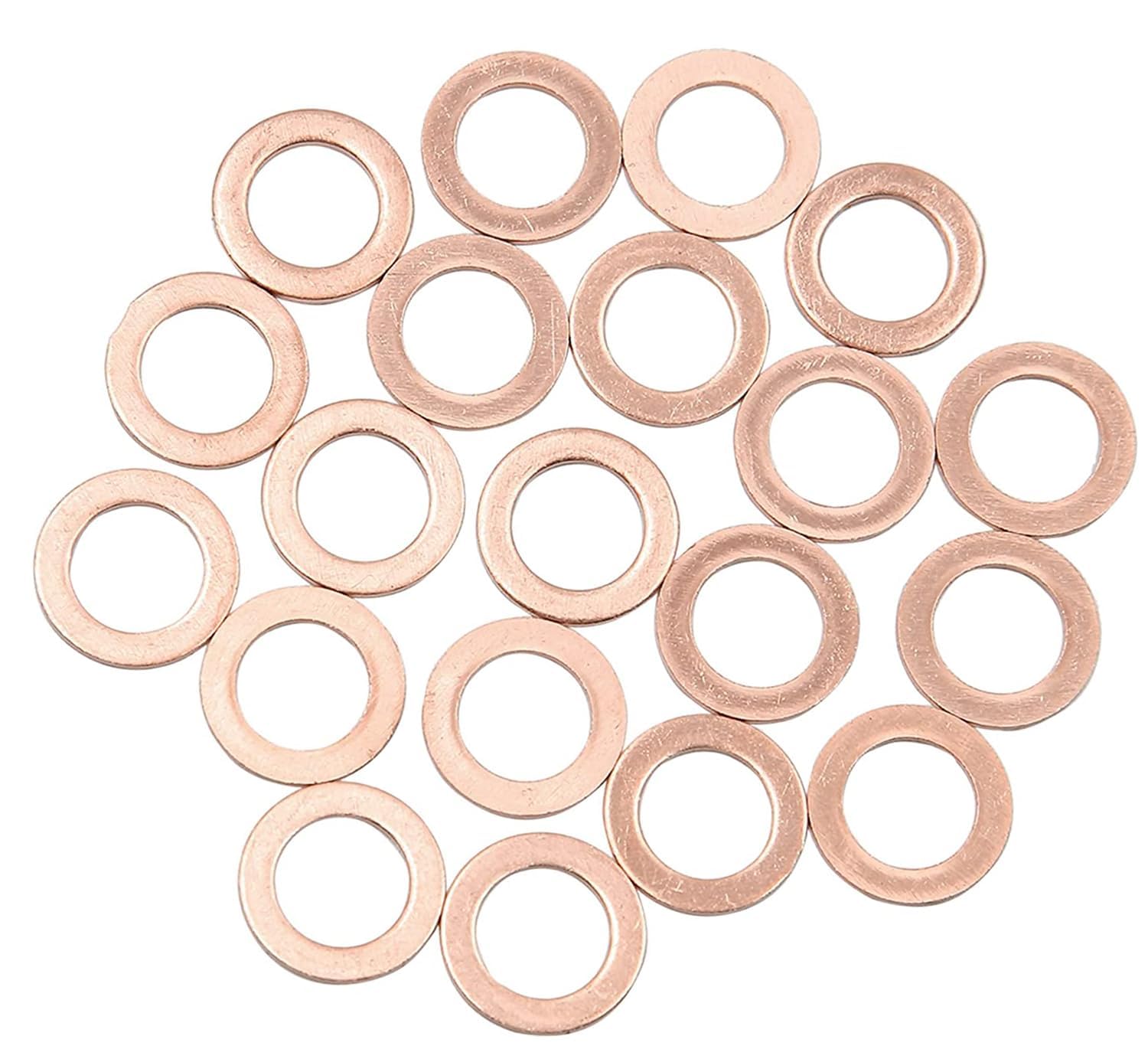 M10 Flat Washer Copper Sealing Ring, 10mm ID 16mm OD 1mm Thickness Metric Sealing Gasket, 50 Pieces — image 1