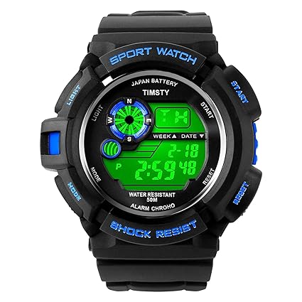 Mens Multi Function Digital LED Quartz Watch Water Resistant Electronic Sport Watches Blue