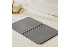 Summer&Kiss Stone Bath Mat, Quick Dry Stone Drying Mats for Bathroom, Super Absorbent, Non Slip, Foldable Bath Stone Mat, Large Diatomaceous Earth Dish Drying Mat for Kitchen Counter (23.6 x 15.4in)