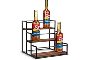 Onilife Coffee Syrup Organizer Rack, 3-Tier 12 Syrup Bottles Holder Stand Shelf for Coffee Bar Kitchen Countertop, Small Wine