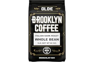 OLDE BROOKLYN COFFEE BROOKLYN COFFEE Whole Bean, Italian Dark Roast (5lb) Extra Strong, Delicious Taste, Heavenly Aroma - Fresh Bulk Coffee Beans Roasted Weekly in NYC