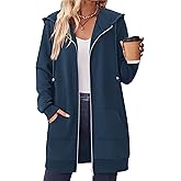 Zeagoo Women's Zip Up Hoodies Long Tunic Sweatshirts Oversized Fleece Casual Long Sleeve 2026 Fall Hoodie Jacket Coat