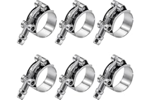 AKIHISA 6 Pack 1 inch T-Bolt Hose Clamps, Stainless Steel_304 Working Range 32mm-37mm for 1" Hose ID, Turbo Intake Intercooler Clamp for Automotive