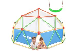 NAQIER 10FT Climbing Dome with Canopy and Swing Upgraded Dome Climber for Kid 3-10 Jungle Gym Monkey Bar for Backyard Support 800LBS Kids Outdoor Play Equipment Toddler Outside