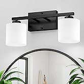 Honesorn Modern Vanity Lights - 2 Light Black Bathroom Light Fixtures with Frosted Shade, E26 Wall Mounted, Anti-Rust