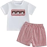 Fufuriprefer Toddler Baby Boy Summer Clothes Short Sleeve Embroidery Baseball T-shirt & Plaid Shorts Set 2 Piece Outfit