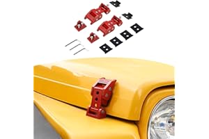 RT-TCZ for Wrangler TJ Hood Latches Catch Kit Compatible with Jeep Wrangler TJ 1997-2006 Red Exterior Accessories 2pcs (3-Holes)