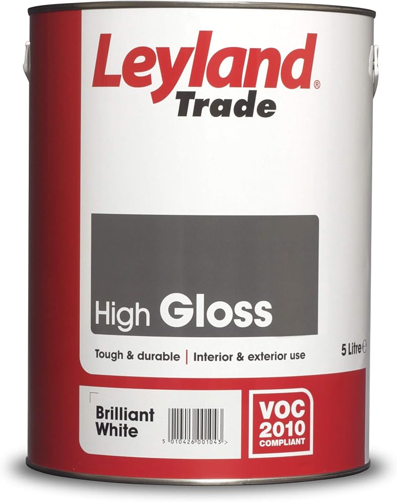 Leyland Trade High Gloss Paint - Brilliant White 5 Litre Interior Exterior