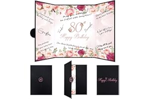 Vlipoeasn 80th Birthday Guest Book Alternative, Black and Pink 80th Birthday Party Decorations for Women, Creative 80th Birthday Signature Book, Cheers to 80 Year Old Birthday Party Supplies