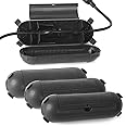 (4-Pack) Large Black Outdoor Extension Cord Plug Protector for AWG12/14/16 Cords | Water-Resistant Holder for Holiday String Lights and Wires | Capsule Shaped Protector with Large Compartment