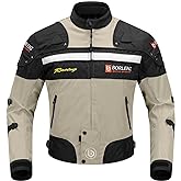BORLENI Motorcycle Jacket Windproof Motorcycle Full Body Protective Gear CE Armor Suitable for All Seasons,Brown,XXL