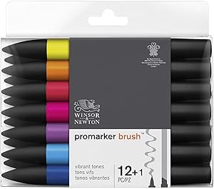 Winsor & Newton Promarker Brush, Set of 12, Vibrant Tones